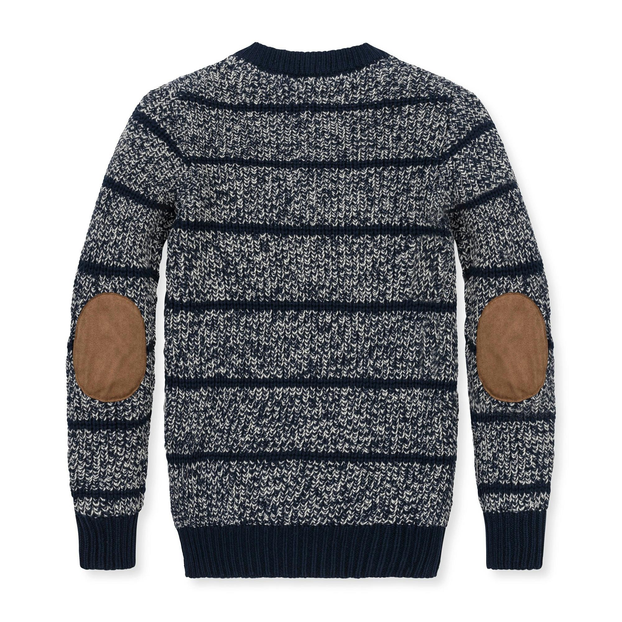 Organic Sweater Henley with Elbow Patches