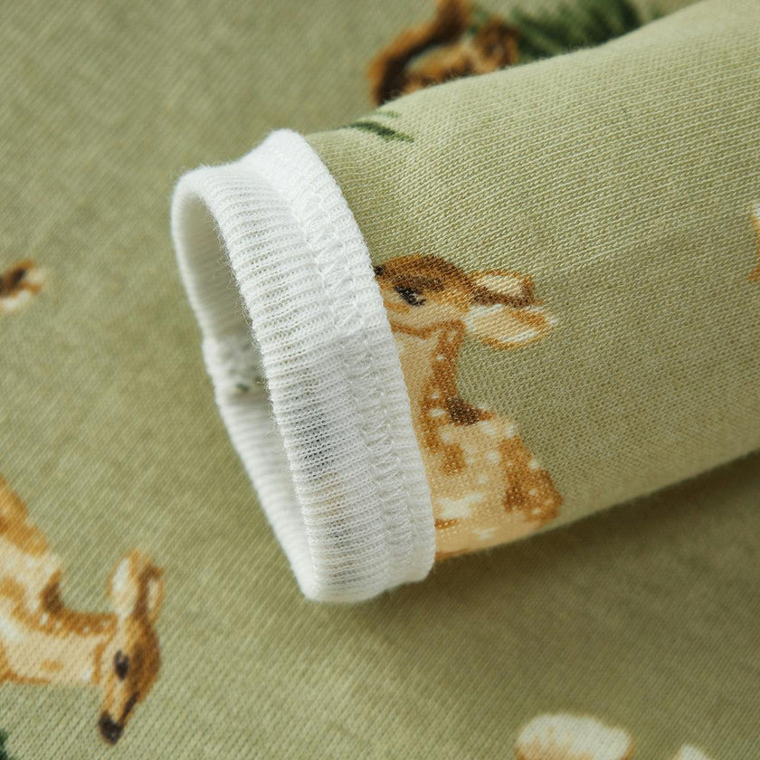 Forest Party Organic Cotton Zipper Footed Romper