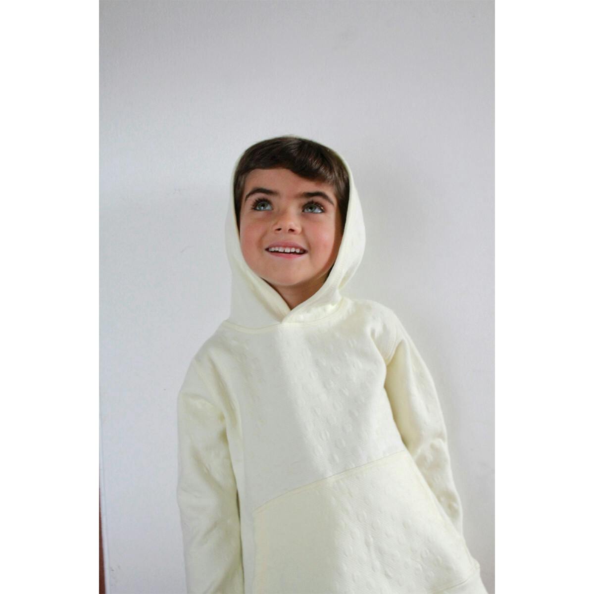 Boy Cream Long Hooded Pocket Jersey 100% Cotton