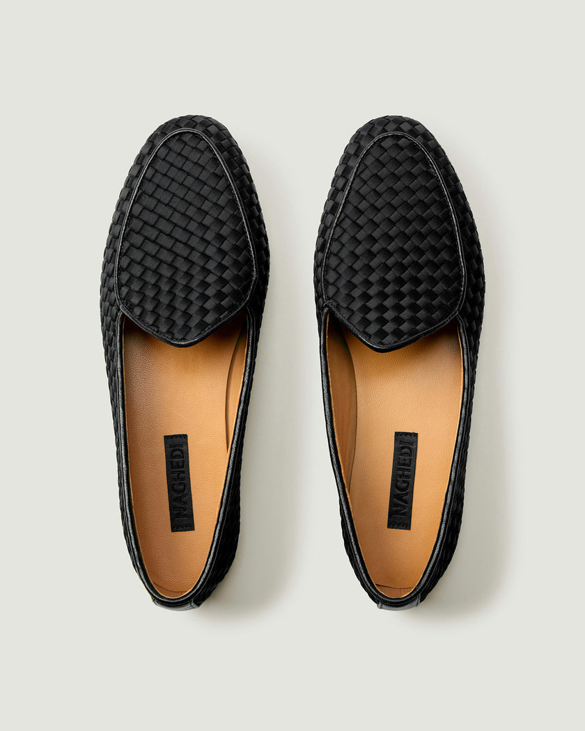 Lucca Belgian Loafer Satin | Onyx