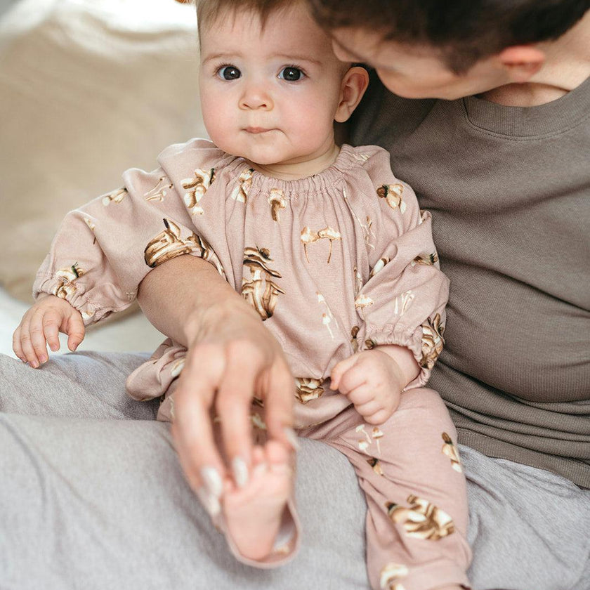 Mushroom Organic Cotton Dress and Legging Set