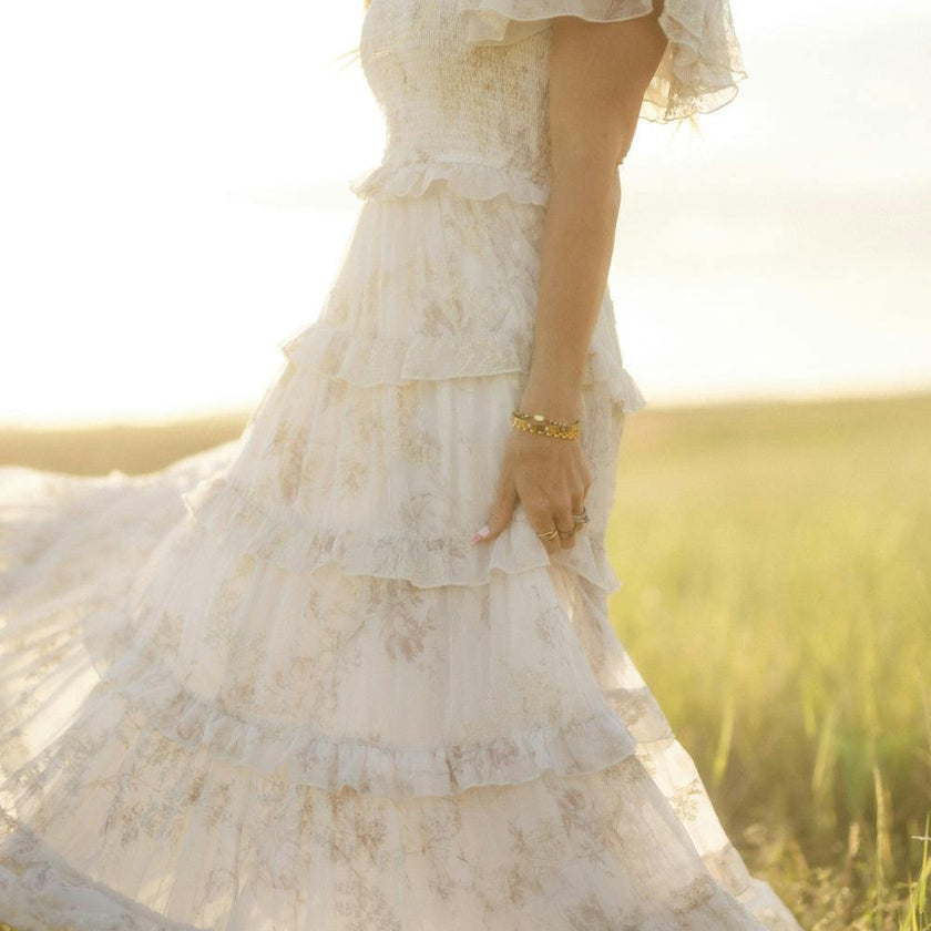 Winnie Dress in Bright White Wispy Wildflower
