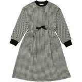 Soft Gingham Contrast Neck & Cuff Long Sleeve Dress