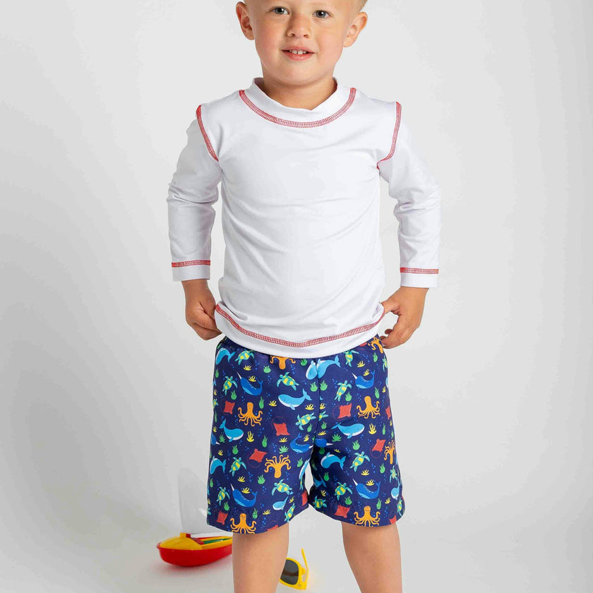 Under The Sea Print Swim Trunk