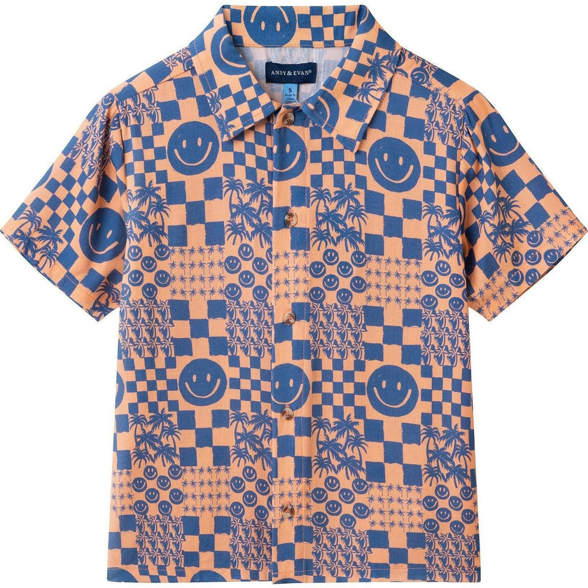Boys Synthetic Viscose Matching Set | Geometric Smiley