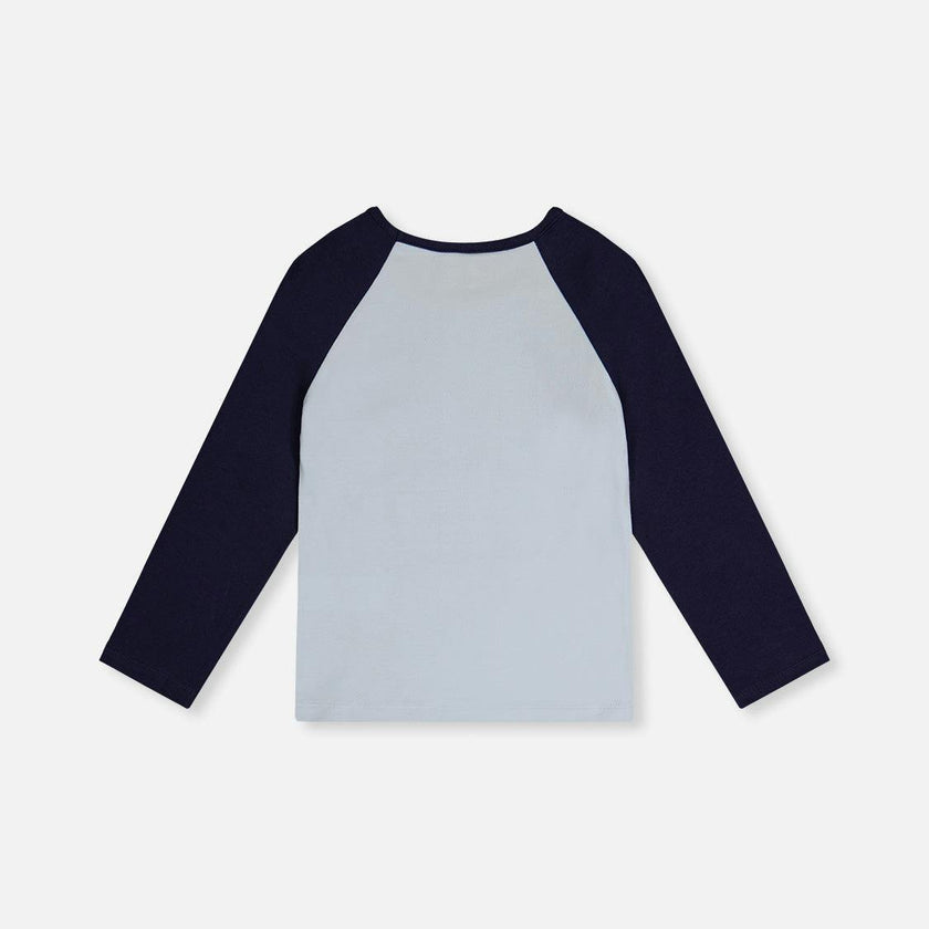Raglan Organic Cotton T-Shirt Dark And Pale Blue