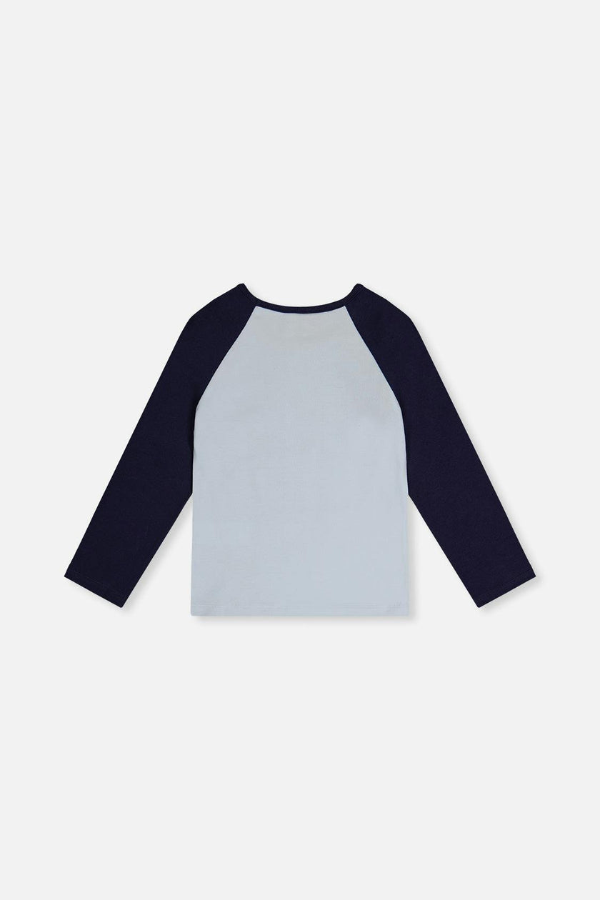 Raglan Organic Cotton T-Shirt Dark And Pale Blue