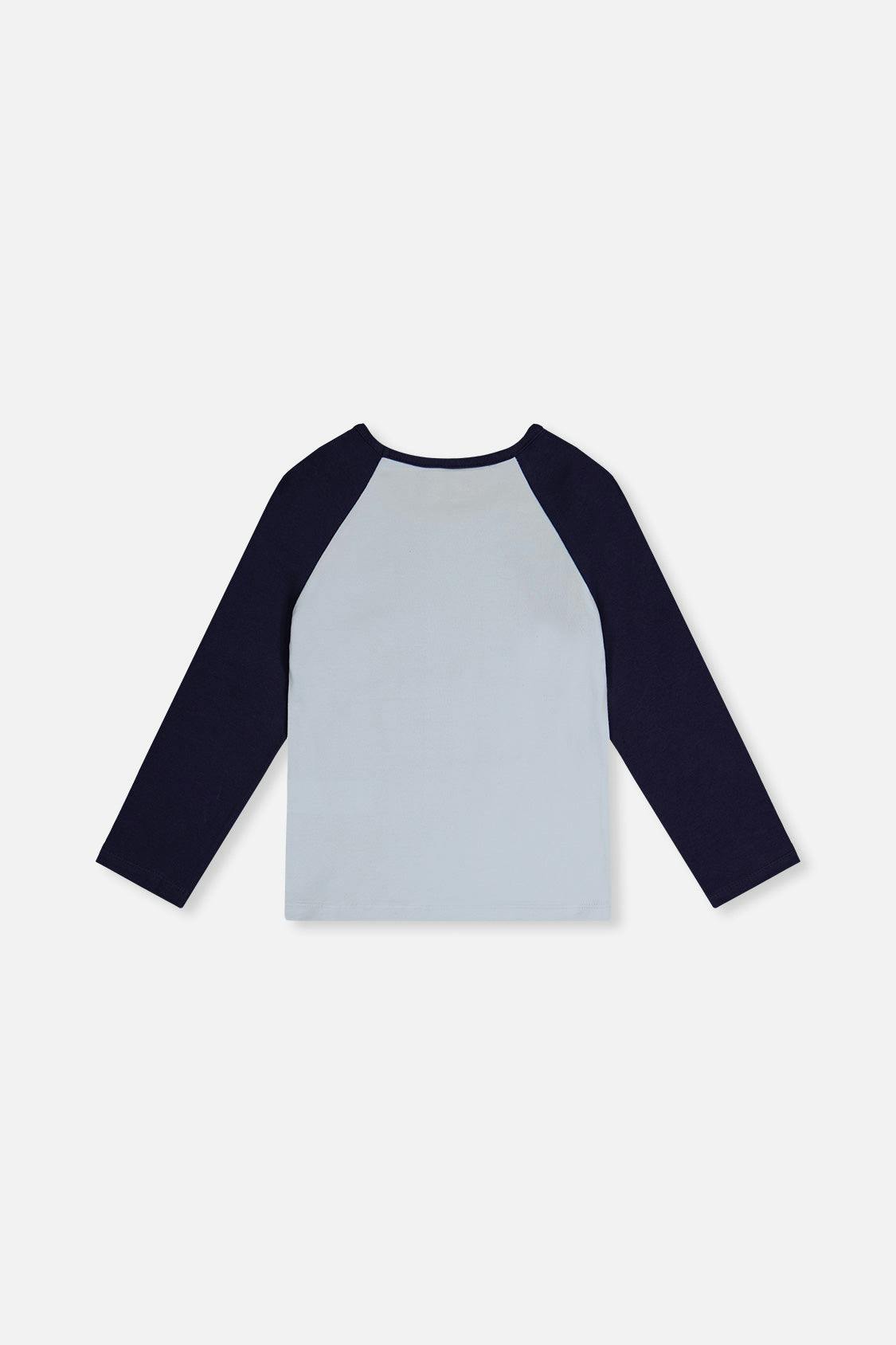Raglan Organic Cotton T-Shirt Dark And Pale Blue