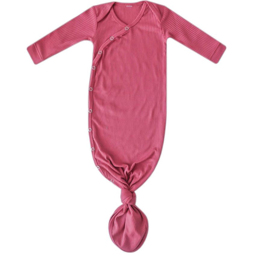 Berry Rib Knit Newborn Knotted Gown