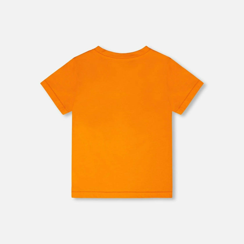 Organic Cotton Jersey T-Shirt With Bmx Print Orange