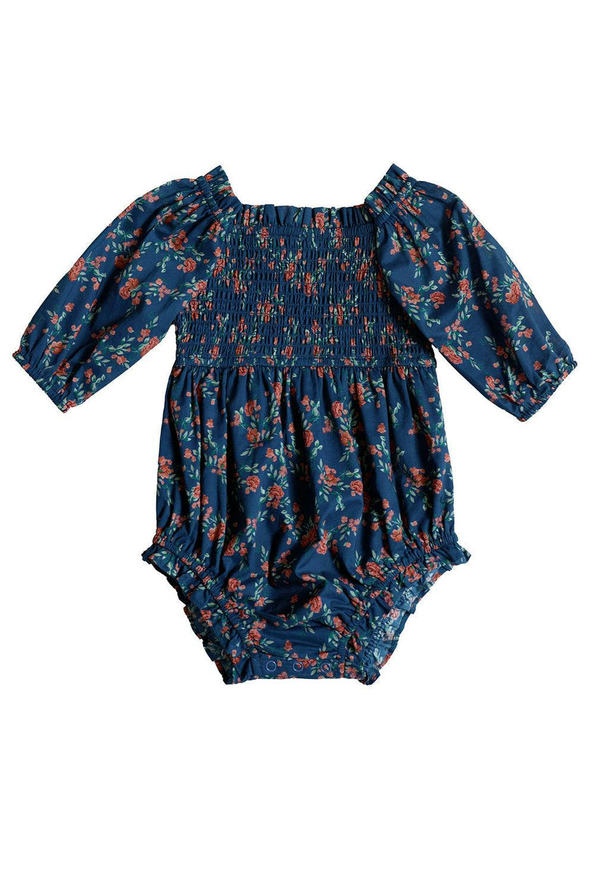 Baby Madeline Romper in Midnight Vibrant Chintz