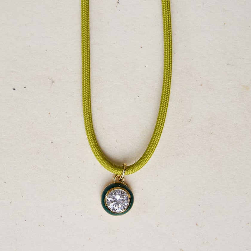 Green Enamel Bezel Charm