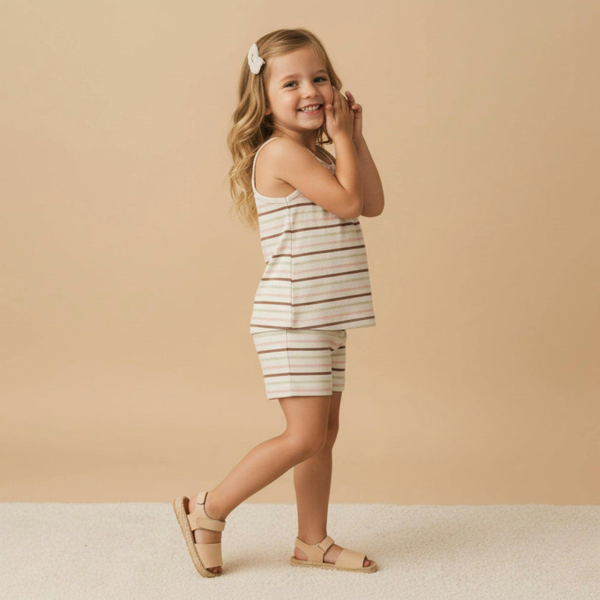 Organic Tank Top & Shorts Set - Terra Stripes
