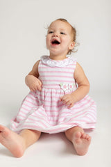 Pink Stripe Dress & Bloomer with Flowers