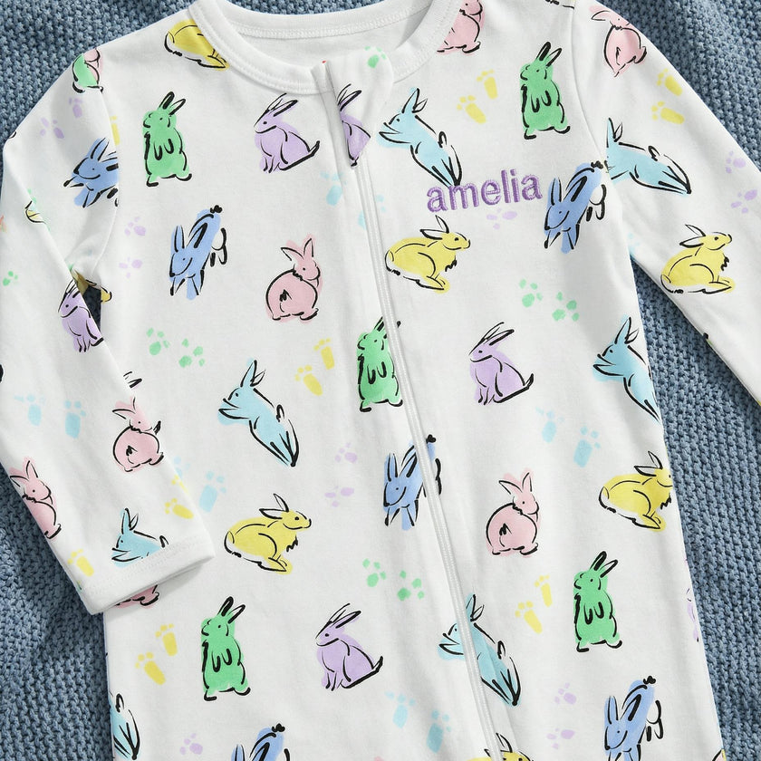 The Organic Zipper Footie [Bunny Hop]