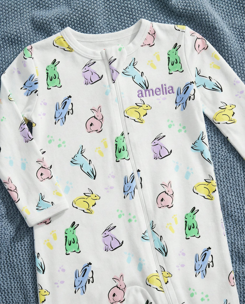 The Organic Zipper Footie [Bunny Hop]