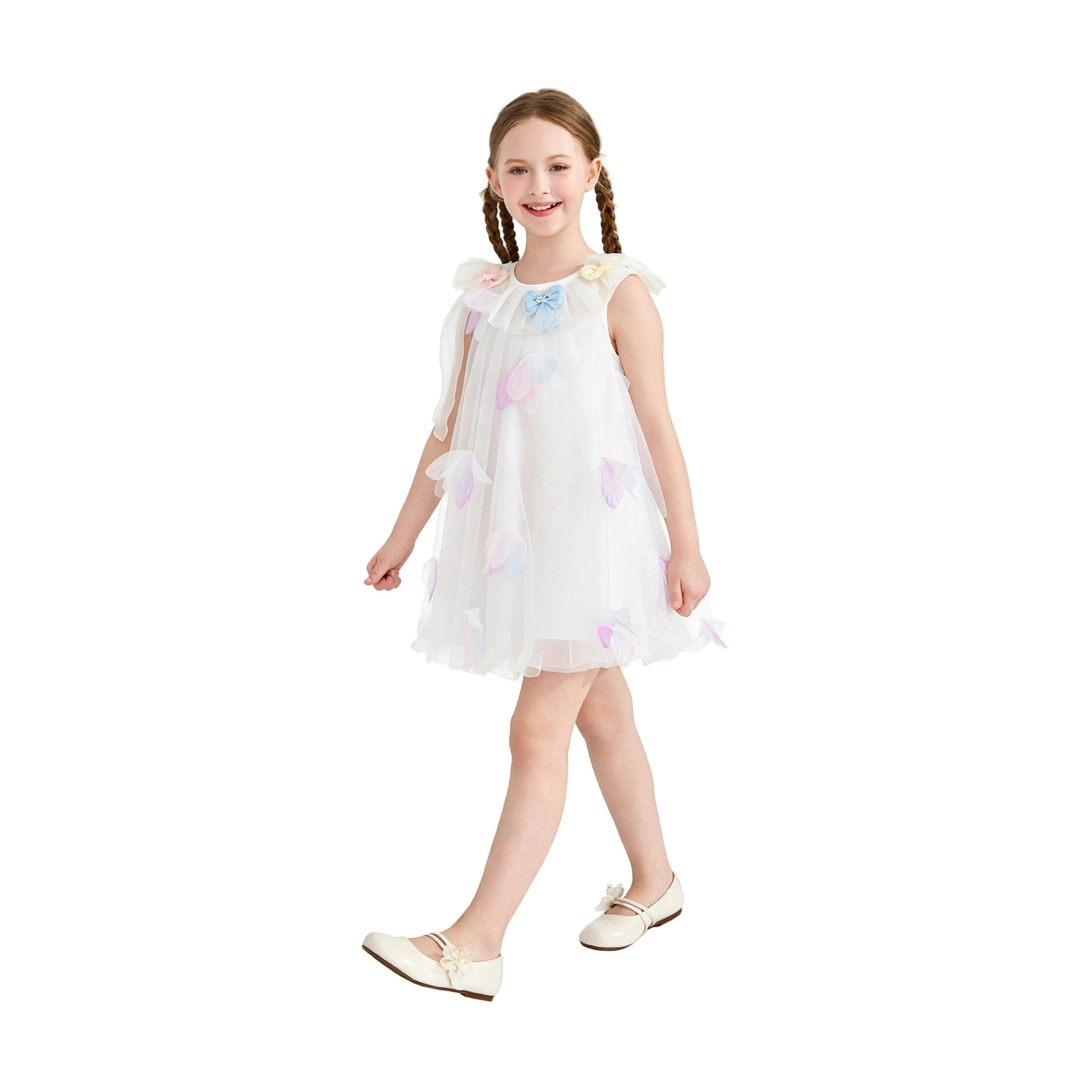 White Pastel Seraphielle Petal Tulle Dress