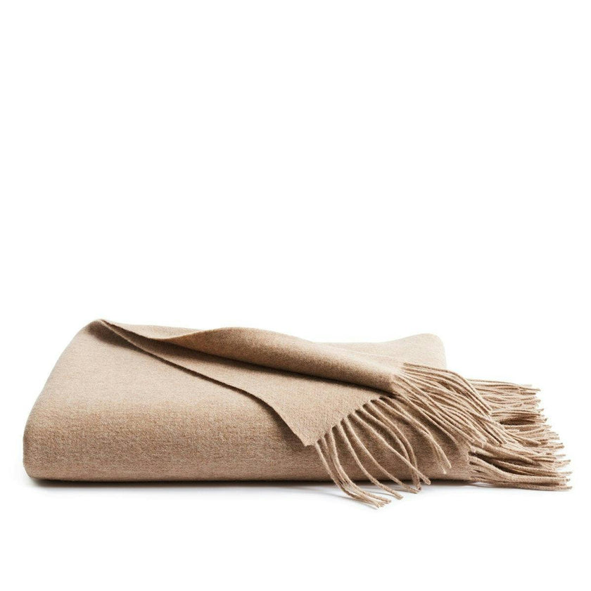 Cashmere Fringe Throw in Beige