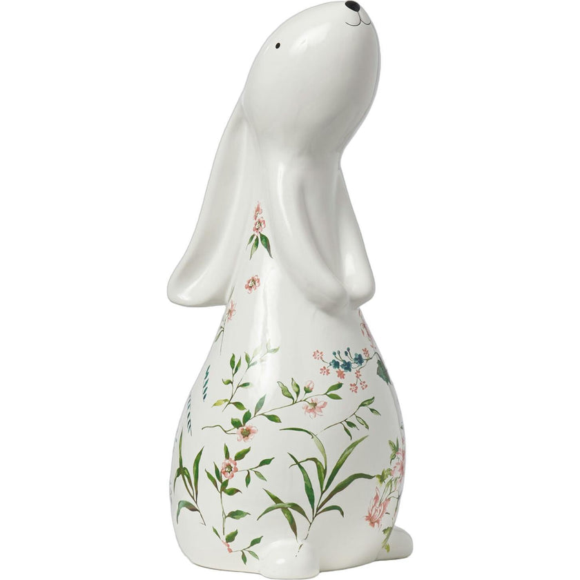 Ivory & Pink Ceramic Bunny Rabbit Figurine Easter Tabletop Home Decor