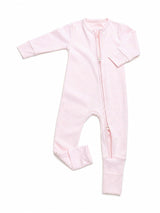 Convertible 2-Way Zip Pima Footie Pajama | Lt Pink Mini Stripe
