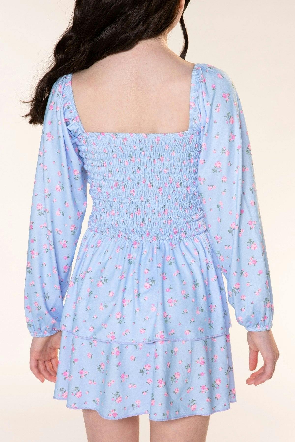 Simply Soft Long Sleeve Smocked Ruffle Skirt Dress