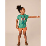 Pom-Pom Rounded Edge Drawstring Gym Shorts, Orange