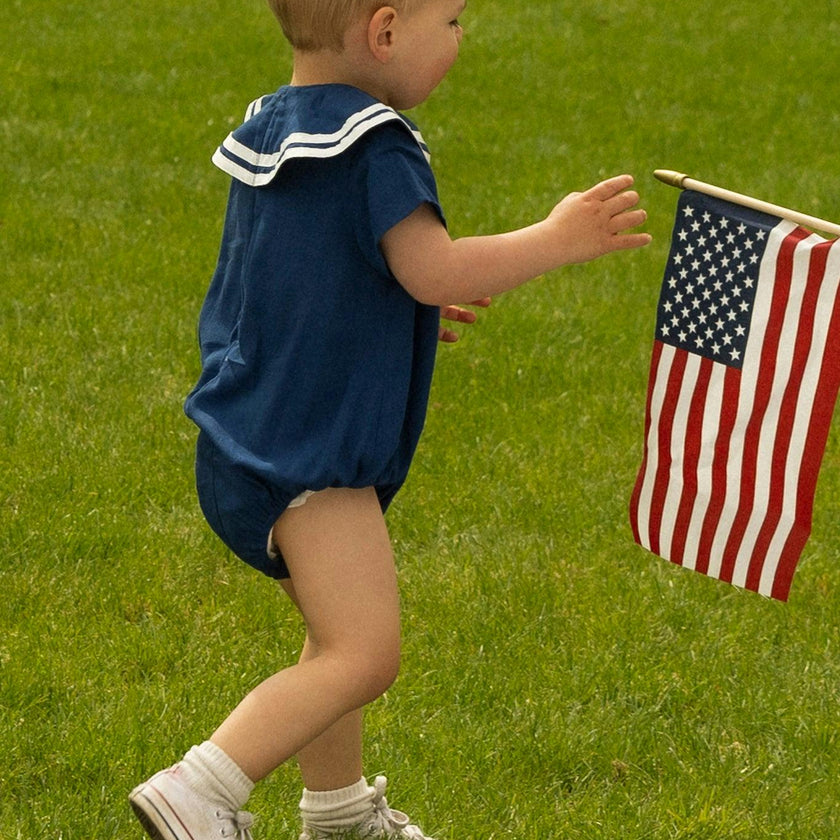Baby Sailor Romper in Navy