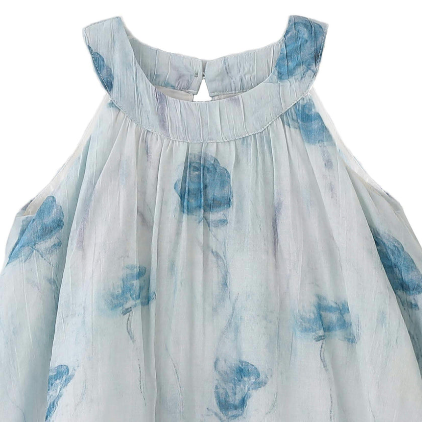 Blue Floral Balloon Dress