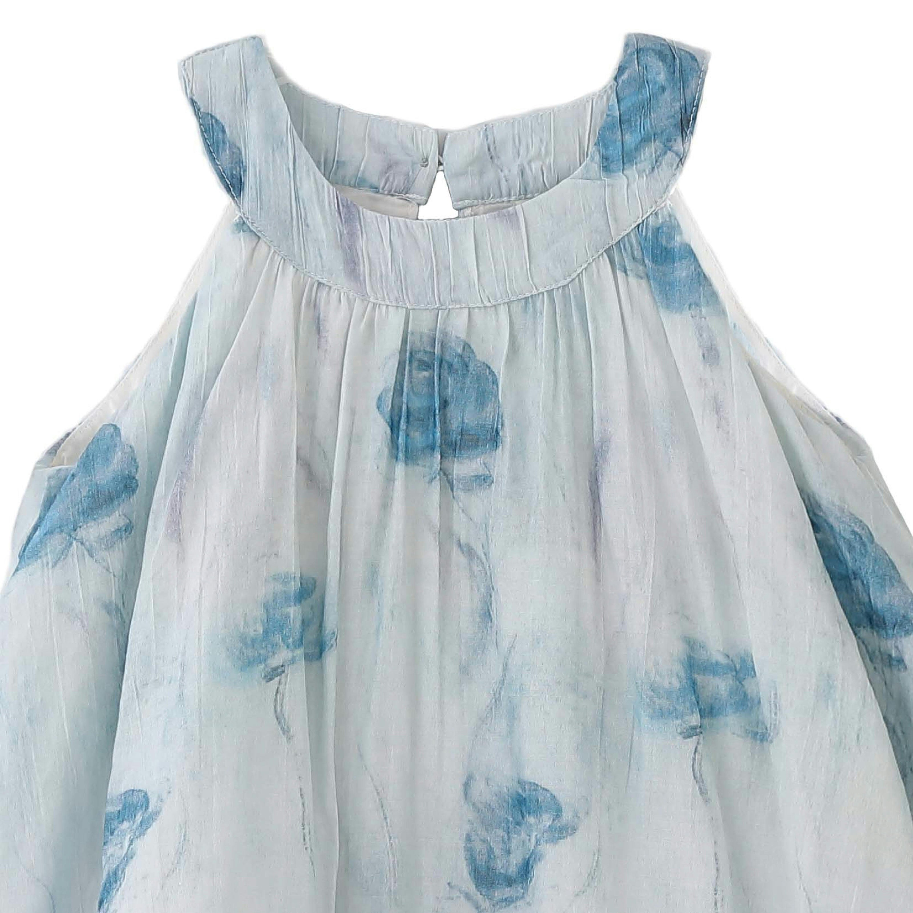 Blue Floral Balloon Dress