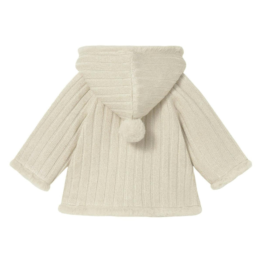 Newborn Girl Knit Jacket with Faux Fur