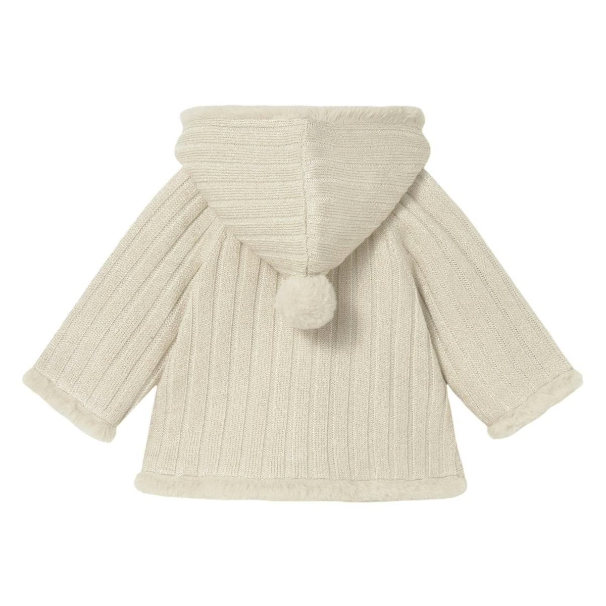 Newborn Girl Knit Jacket with Faux Fur