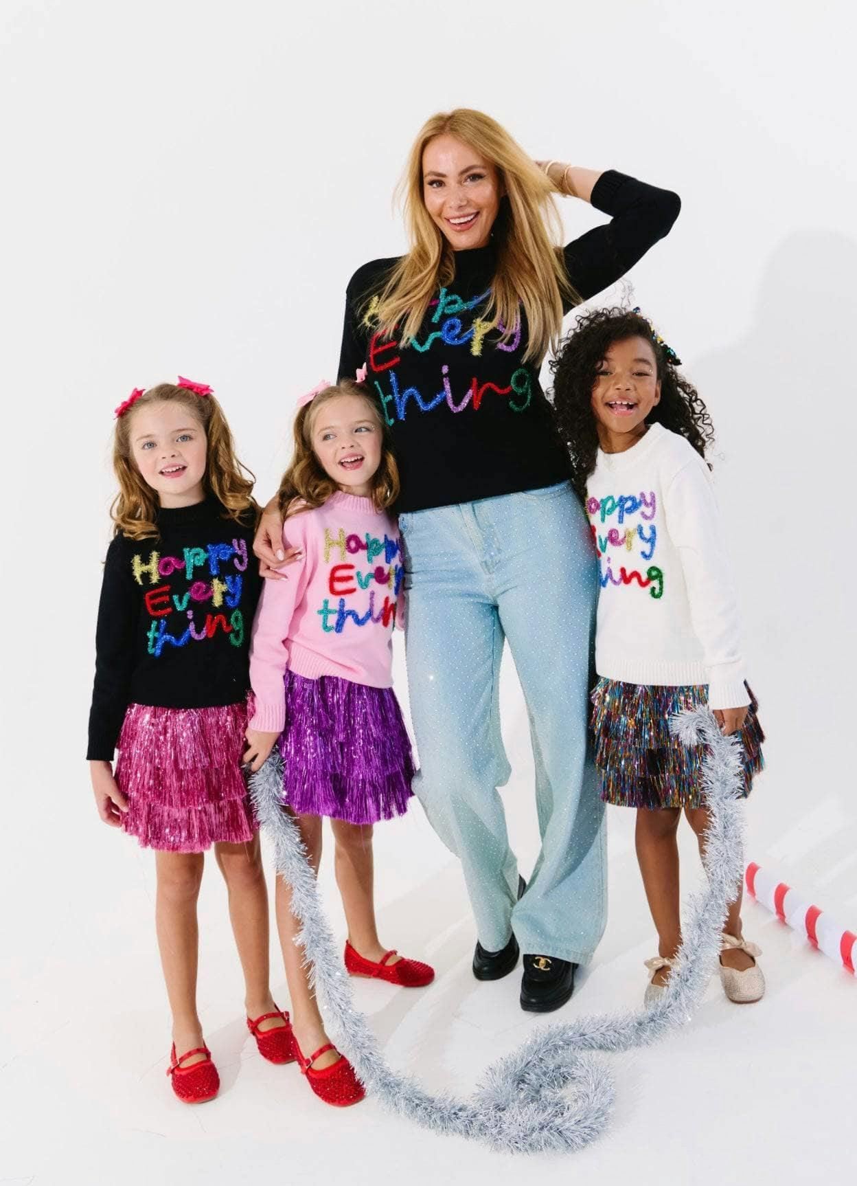 Women's Happy Everything Tinsel Sweater Black