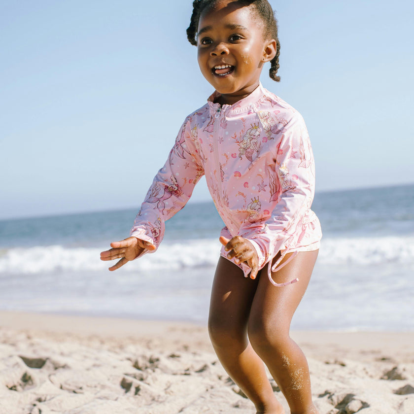 Raya UPF 50+ Ruffled Zip Up Sun Protection Jacket, Mermaid