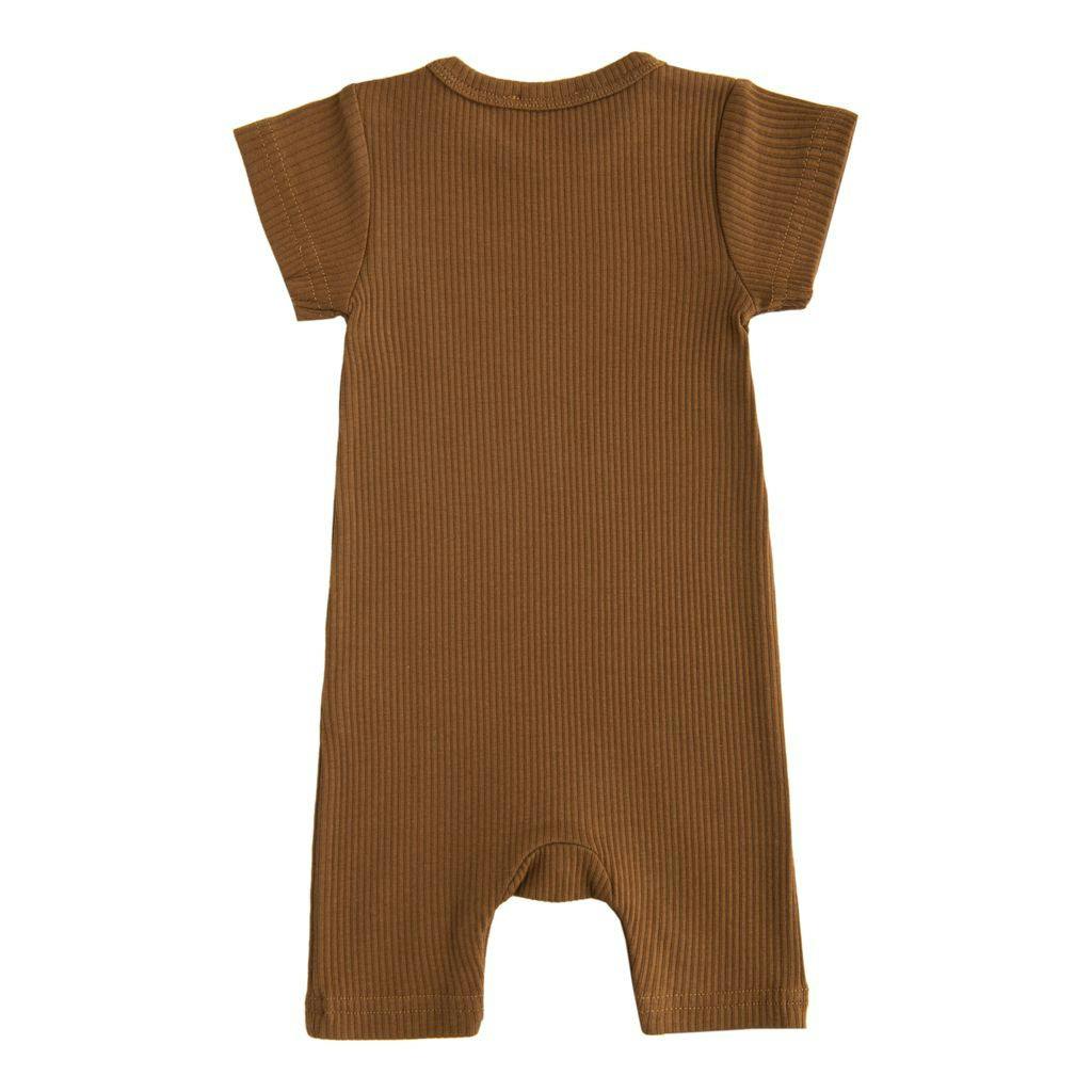 Brown Short Sleeved Modal Romper