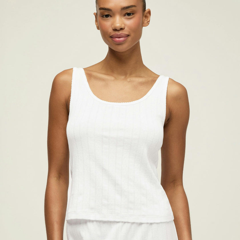 Women's Pointelle Tank in White