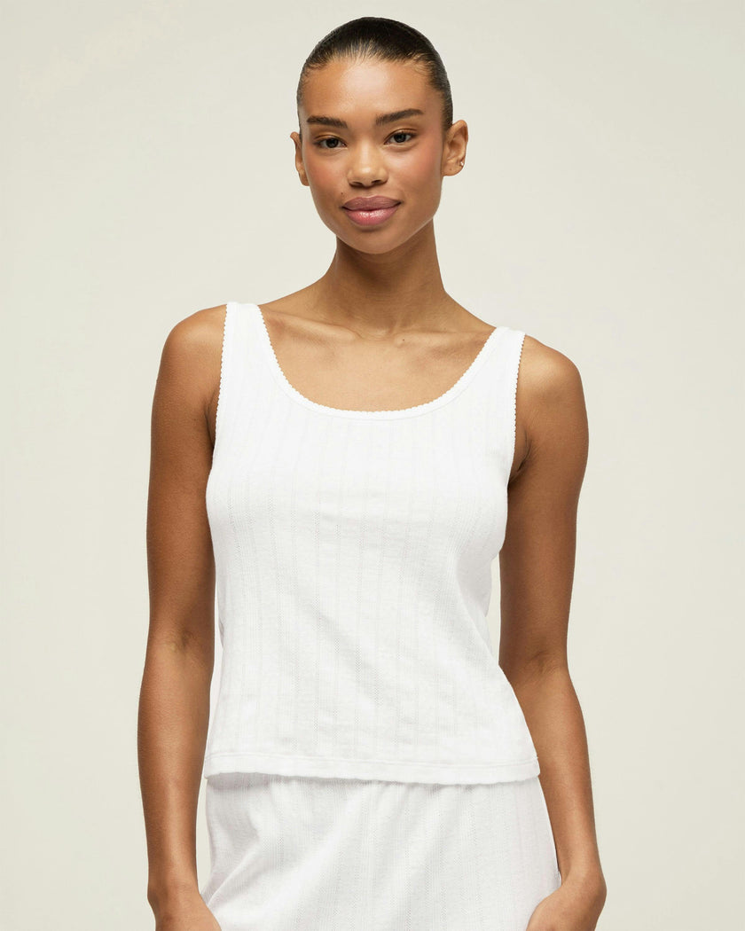 Women's Pointelle Tank in White