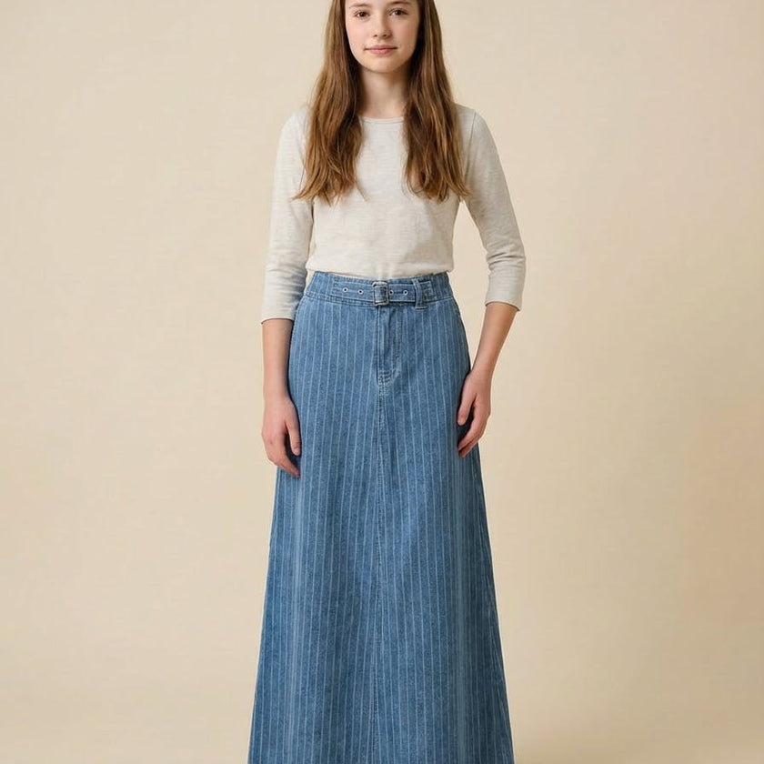 Teen Denim Pinstriped Skirt