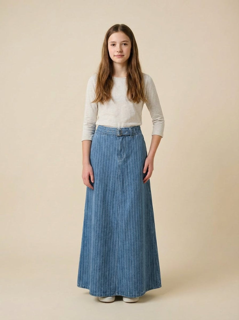 Teen Denim Pinstriped Skirt