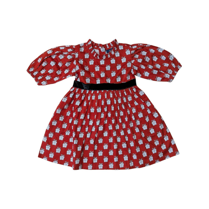 Holiday Presents Puff Sleeve Dress