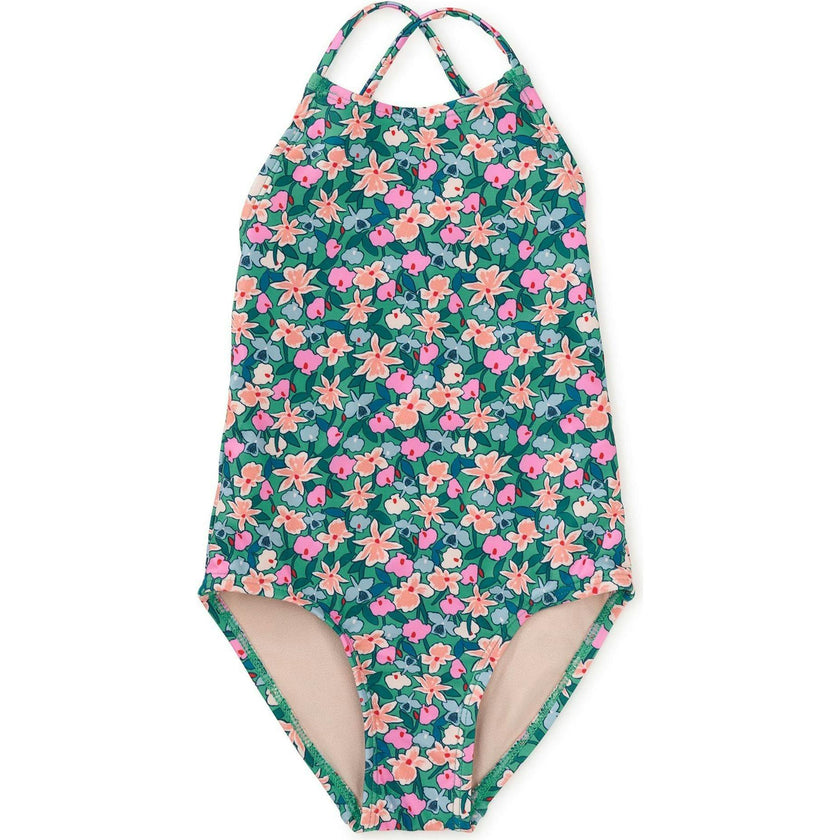 Cross Back One-Piece Swimsuit, Blue