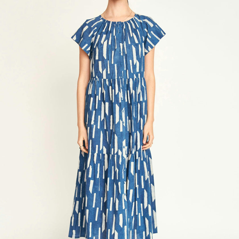 Vienna Maxi Dress in Indigo Rainfall