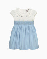 Baby Willow Rose Hand Smocked Dress in Cornflower