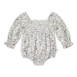 Organic Smocked Long Sleeve Romper - Ivy