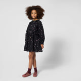 Black Floral Crepe Dress