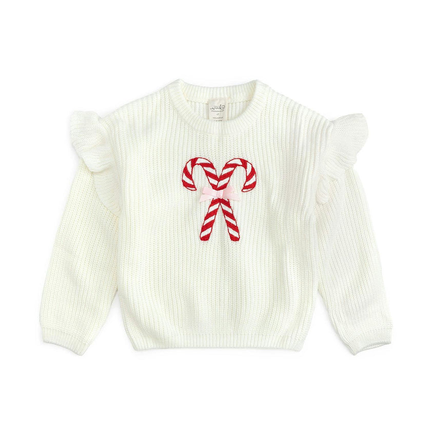 Candy Cane Christmas Ruffle Sweater