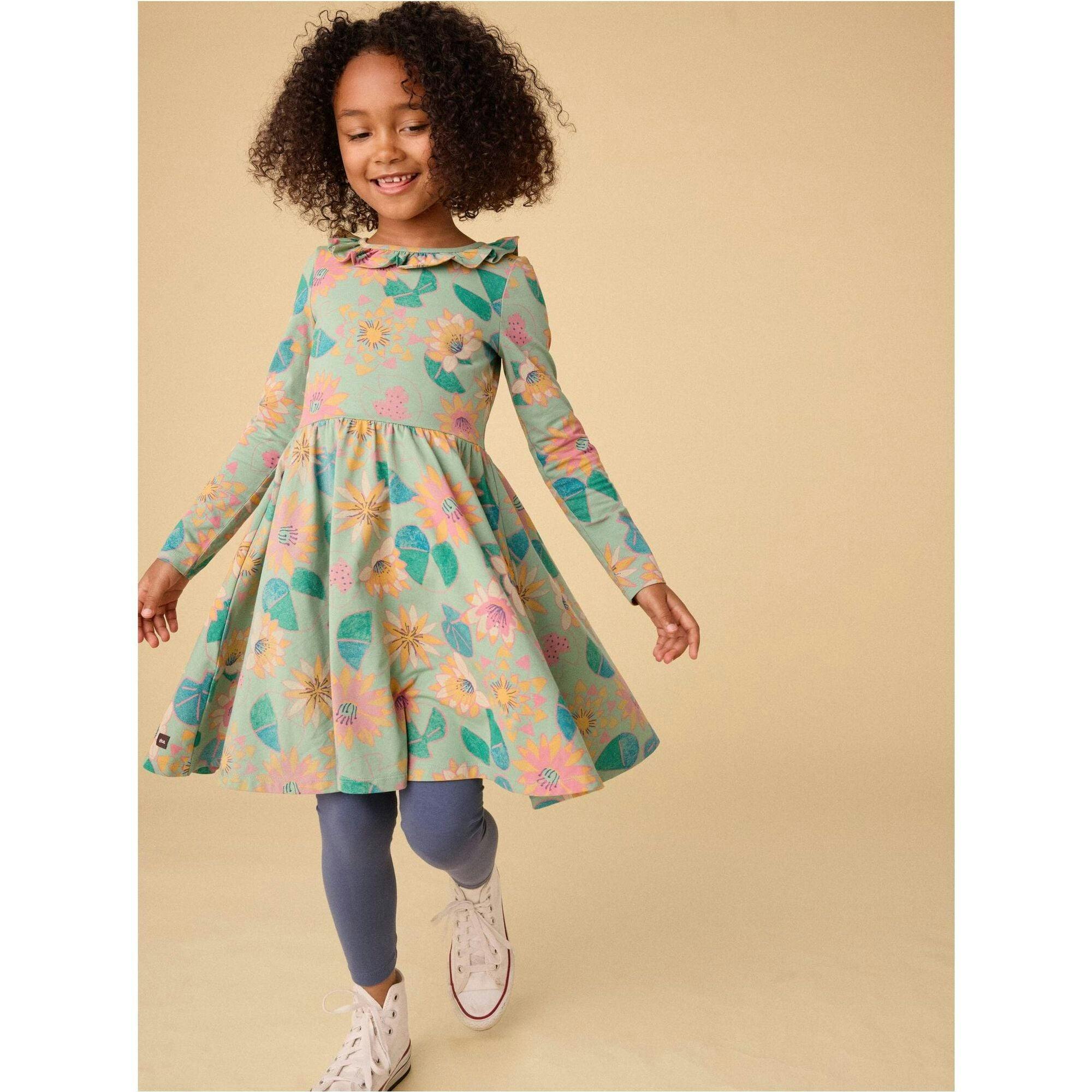 Ruffle Collar Ballet Dress, Green