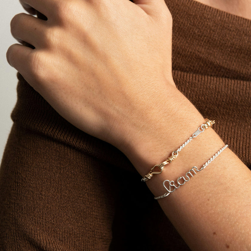 Women's Personalized Rope Chain Bracelet, 925 Silver