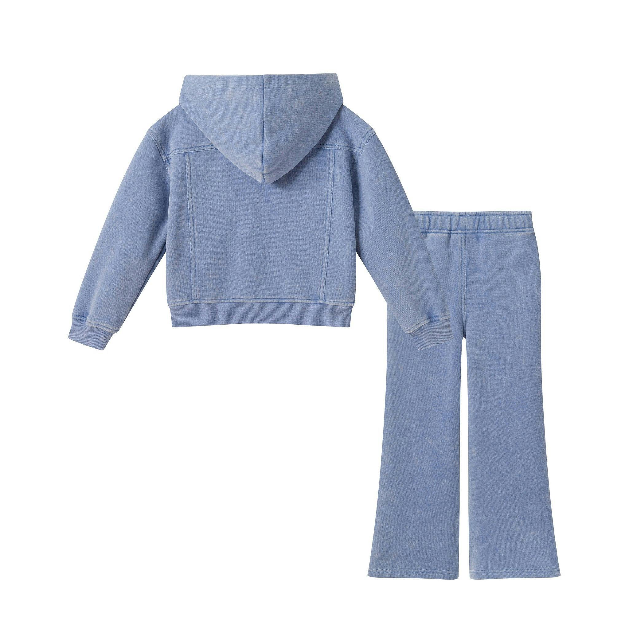 Girls (4-6X) Knit Denim Hoodie Set | Light Wash Blue