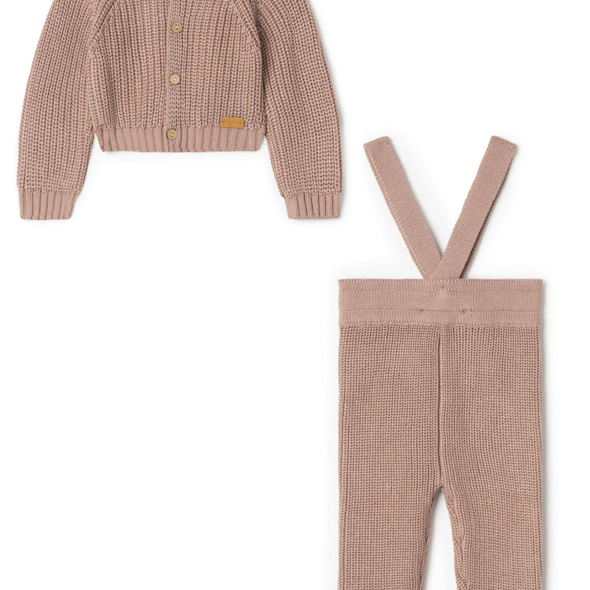 Overall Rib Knit Set Dark Mauve