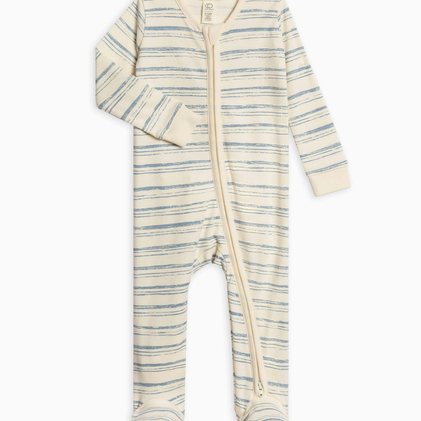 Peyton Zipper Sleeper Wave Stripe / Rain
